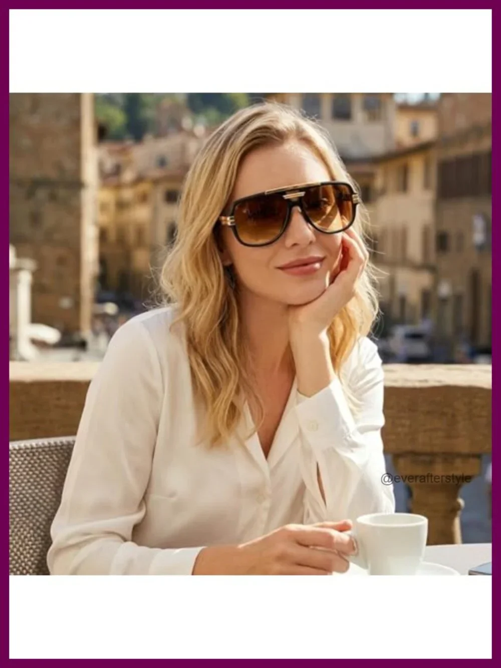 Oversized Square Aviator Sunglasses for Men Women